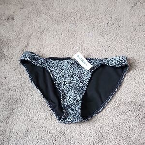 Old Navy Black White Micro Floral Bikini Bottom Swim SIZE M